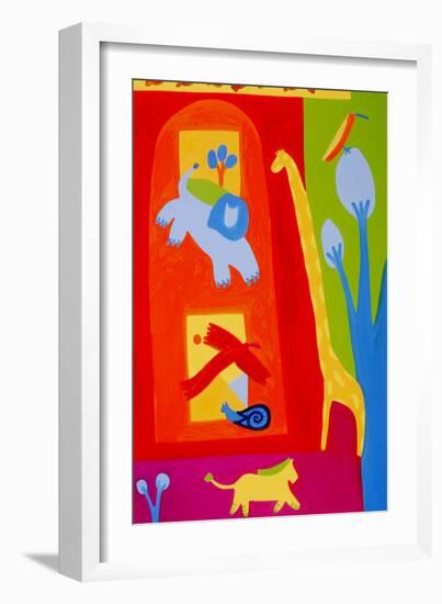 The giraffe came to say hello, 1997, (oil on linen)-Cristina Rodriguez-Framed Giclee Print