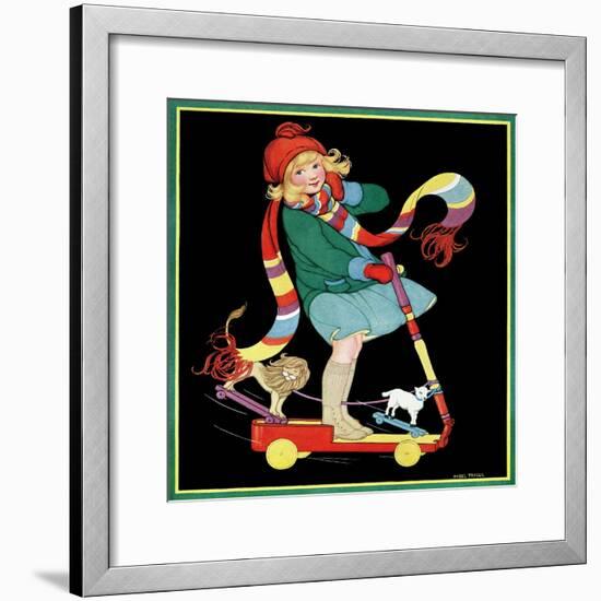 The Girl and the Scooter - Child Life-Hazel Frazee-Framed Giclee Print