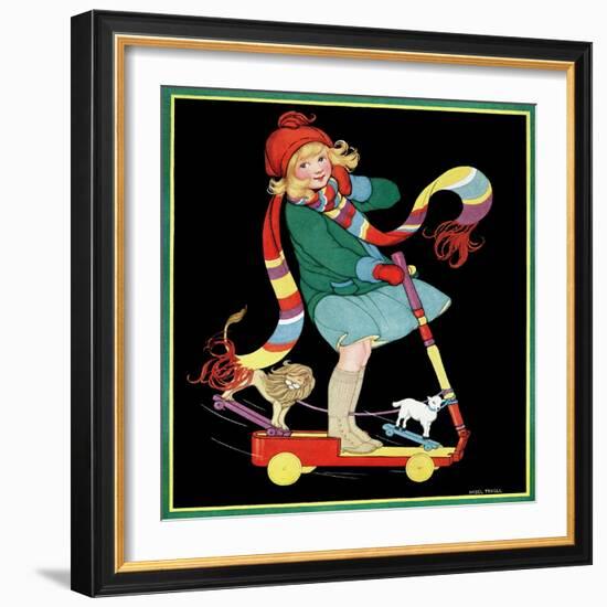 The Girl and the Scooter - Child Life-Hazel Frazee-Framed Giclee Print