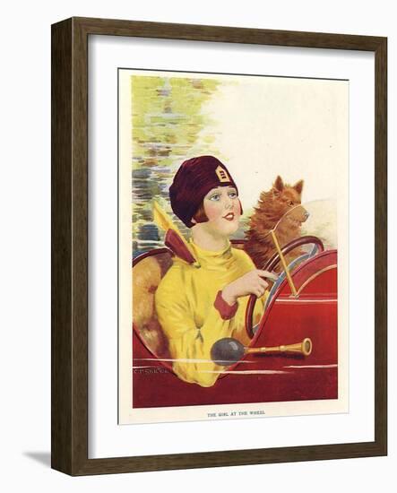 The Girl At The Wheel, C.P Shilton, UK-null-Framed Giclee Print