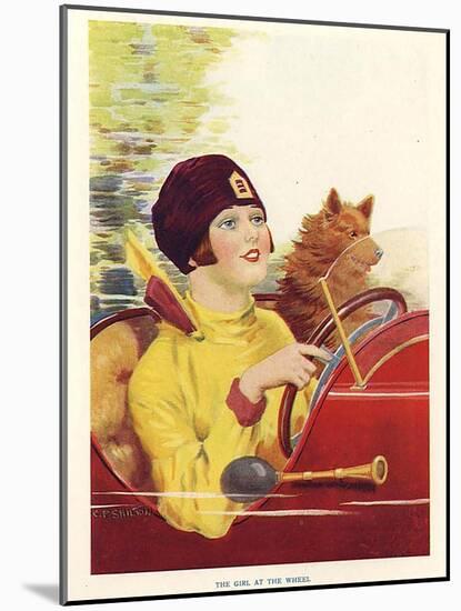 The Girl At The Wheel, C.P Shilton, UK-null-Mounted Giclee Print