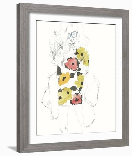 The Girl - Floral-Aurora Bell-Framed Giclee Print