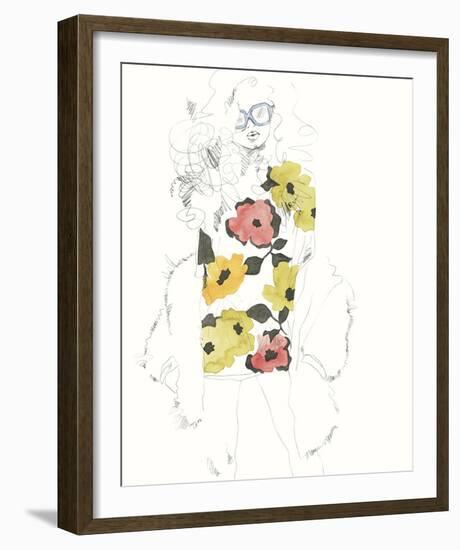 The Girl - Floral-Aurora Bell-Framed Giclee Print