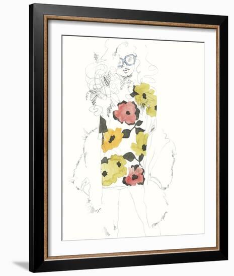 The Girl - Floral-Aurora Bell-Framed Giclee Print