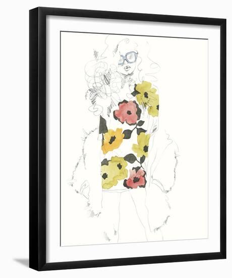 The Girl - Floral-Aurora Bell-Framed Giclee Print