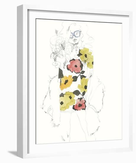 The Girl - Floral-Aurora Bell-Framed Giclee Print