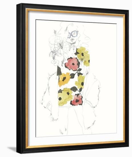 The Girl - Floral-Aurora Bell-Framed Giclee Print