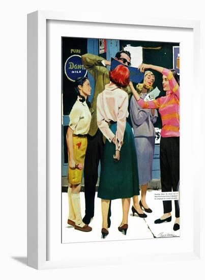 The Girl He Remembered - Saturday Evening Post "Men at the Top", June 15, 1957 pg.26-Lynn Buckham-Framed Giclee Print