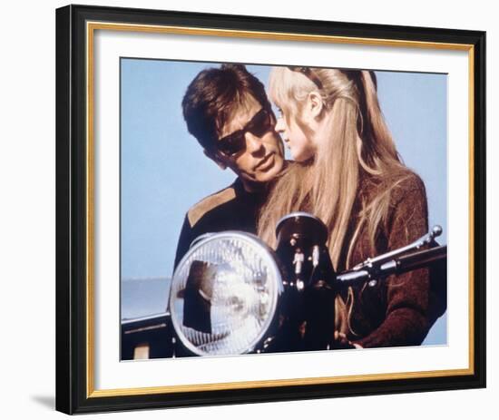 The Girl on a Motorcycle-null-Framed Photo