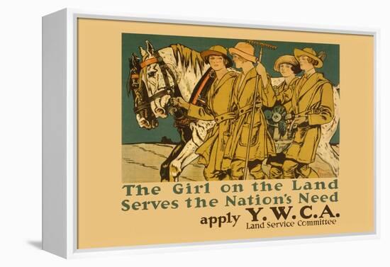 The Girl on Land Serves the Nations Need-Edward Penfield-Framed Stretched Canvas