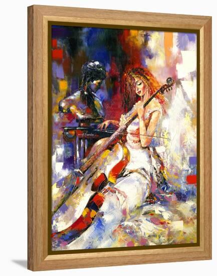 The Girl Plays A Violoncello-balaikin2009-Framed Stretched Canvas