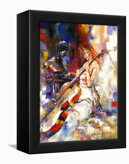 The Girl Plays A Violoncello-balaikin2009-Framed Stretched Canvas