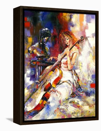 The Girl Plays A Violoncello-balaikin2009-Framed Stretched Canvas