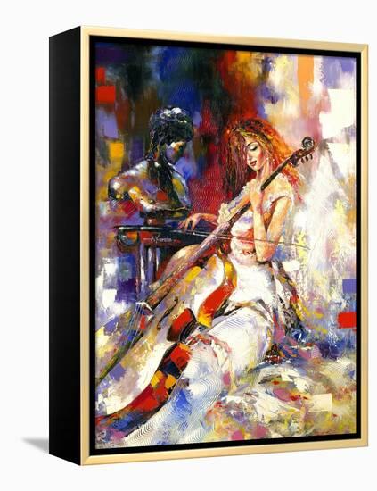 The Girl Plays A Violoncello-balaikin2009-Framed Stretched Canvas