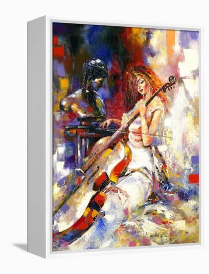 The Girl Plays A Violoncello-balaikin2009-Framed Stretched Canvas