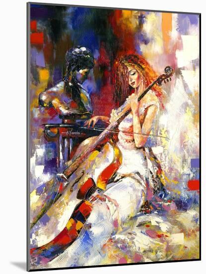 The Girl Plays A Violoncello-balaikin2009-Mounted Art Print