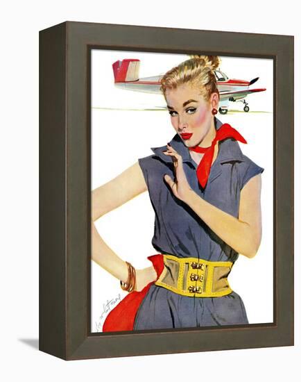 The Girl Who Stole Airplanes  - Saturday Evening Post "Leading Ladies", December 6, 1952 pg.24-Coby Whitmore-Framed Premier Image Canvas