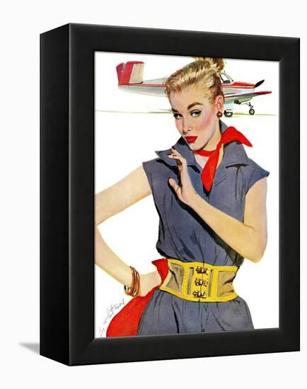 The Girl Who Stole Airplanes  - Saturday Evening Post "Leading Ladies", December 6, 1952 pg.24-Coby Whitmore-Framed Premier Image Canvas
