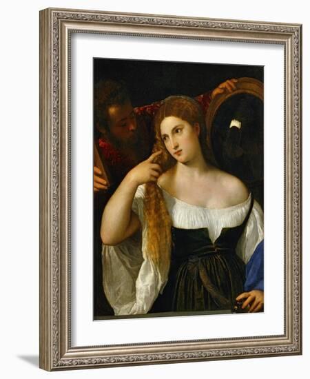 The Girl with a Mirror, Around 1515-Titian (Tiziano Vecelli)-Framed Giclee Print