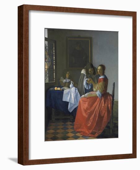 The Girl with the Wineglass-Johannes Vermeer-Framed Giclee Print