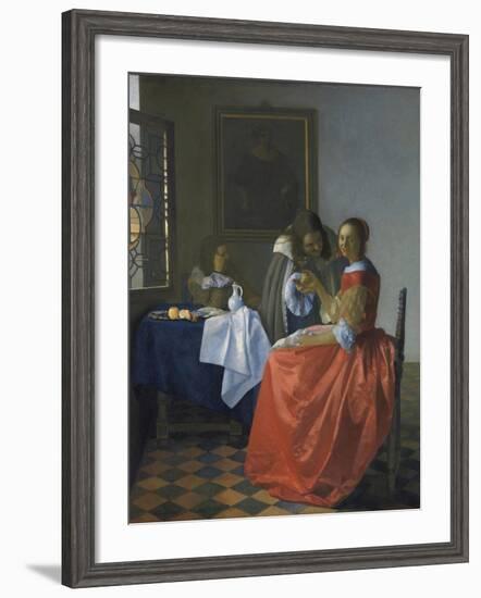 The Girl with the Wineglass-Johannes Vermeer-Framed Giclee Print