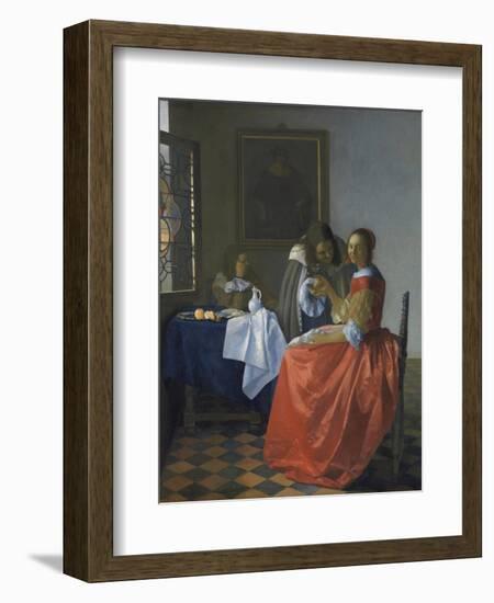 The Girl with the Wineglass-Johannes Vermeer-Framed Giclee Print