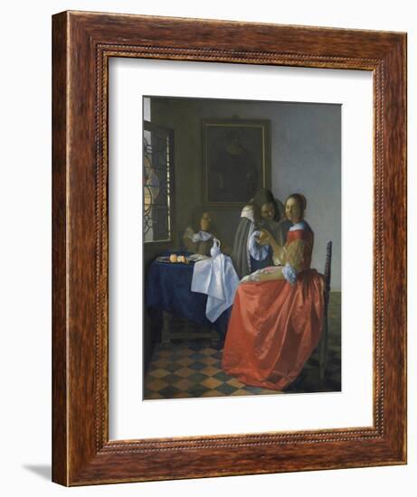 The Girl with the Wineglass-Johannes Vermeer-Framed Giclee Print