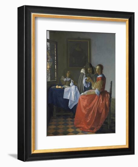 The Girl with the Wineglass-Johannes Vermeer-Framed Giclee Print