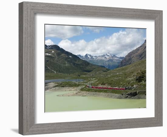 The Glacier Express Train Near St. Moritz, Canton Graubunden, Swiss Alps, Swiitzerland, Europe-Angelo Cavalli-Framed Photographic Print