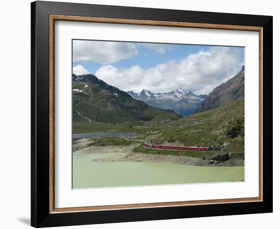 The Glacier Express Train Near St. Moritz, Canton Graubunden, Swiss Alps, Swiitzerland, Europe-Angelo Cavalli-Framed Photographic Print