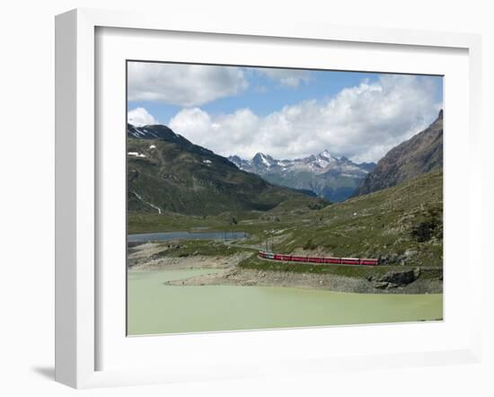 The Glacier Express Train Near St. Moritz, Canton Graubunden, Swiss Alps, Swiitzerland, Europe-Angelo Cavalli-Framed Photographic Print