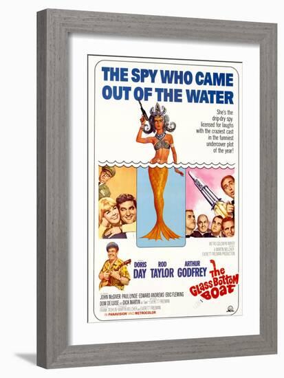 The Glass Bottom Boat, with Edward Andrews, Doris Day, Arthur Godfrey, and Rod Taylor, 1966-null-Framed Art Print