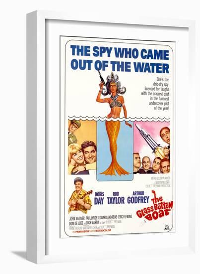 The Glass Bottom Boat, with Edward Andrews, Doris Day, Arthur Godfrey, and Rod Taylor, 1966-null-Framed Art Print