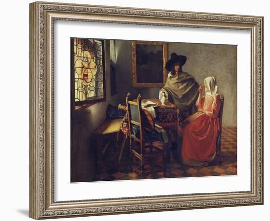 The Glass of Wine, about 1660/61-Johannes Vermeer-Framed Giclee Print