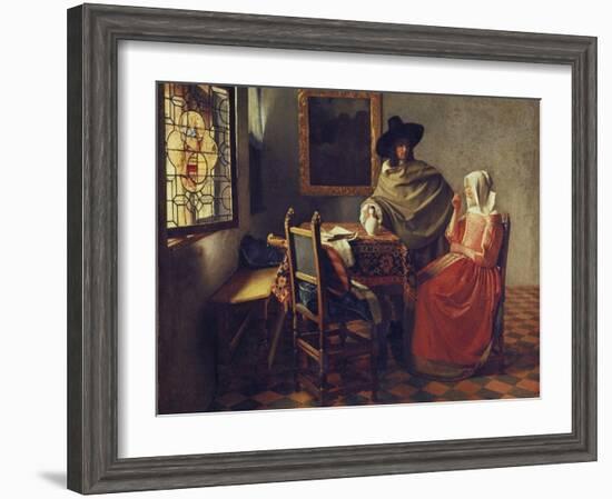 The Glass of Wine, about 1660/61-Johannes Vermeer-Framed Giclee Print