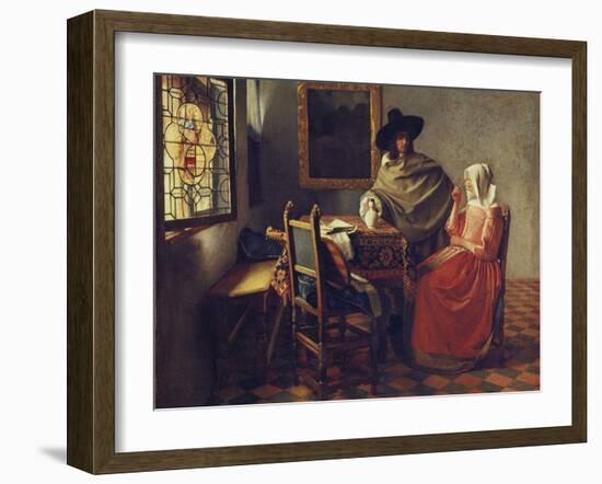 The Glass of Wine, about 1660/61-Johannes Vermeer-Framed Giclee Print