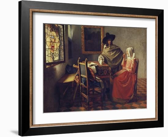 The Glass of Wine, about 1660/61-Johannes Vermeer-Framed Giclee Print