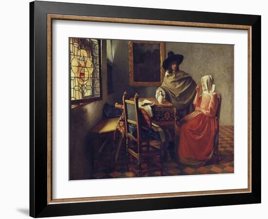 The Glass of Wine, C.1658-1660-Johannes Vermeer-Framed Giclee Print