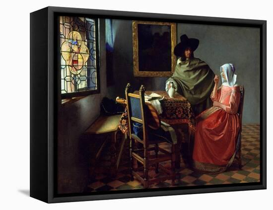 The Glass of Wine, Ca 1661-Johannes Vermeer-Framed Premier Image Canvas