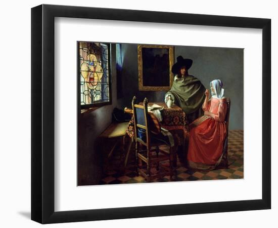 The Glass of Wine, Ca 1661-Johannes Vermeer-Framed Giclee Print