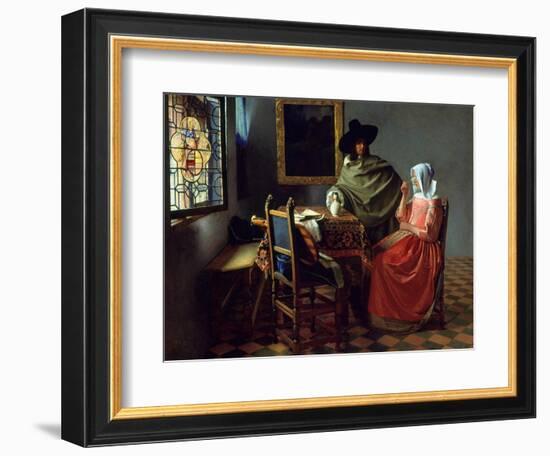 The Glass of Wine, Ca 1661-Johannes Vermeer-Framed Giclee Print