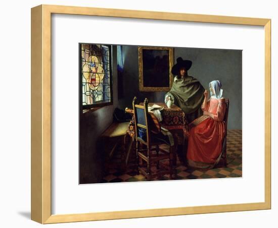 The Glass of Wine, Ca 1661-Johannes Vermeer-Framed Giclee Print