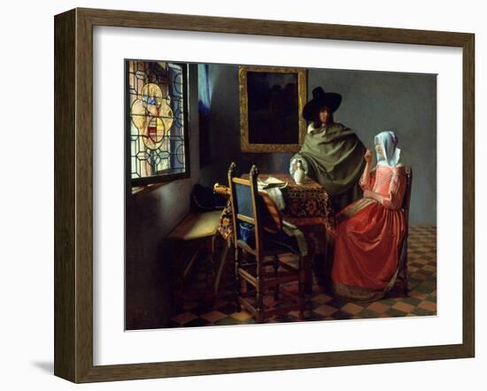 The Glass of Wine, Ca 1661-Johannes Vermeer-Framed Giclee Print