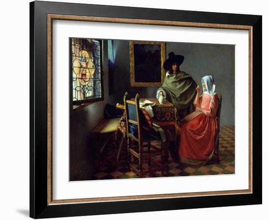 The Glass of Wine, Ca 1661-Johannes Vermeer-Framed Giclee Print