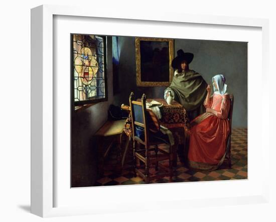 The Glass of Wine, Ca 1661-Johannes Vermeer-Framed Giclee Print