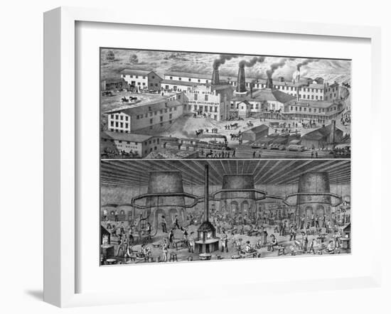 The Glassworks of J. H. Hobbs, Brockunier, and Co., Wheeling, West Virginia-null-Framed Giclee Print