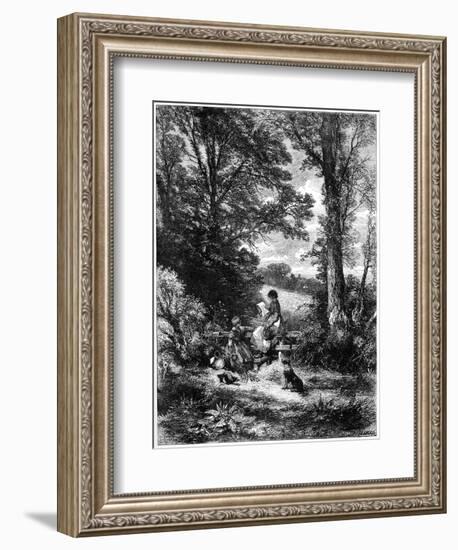 The Gleaners at the Stile, C1930S-Birket Foster-Framed Giclee Print