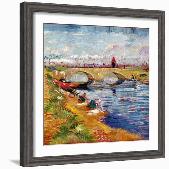 The Gleize Bridge over the Vigneyret Canal, Near Arles-Vincent van Gogh-Framed Premium Giclee Print