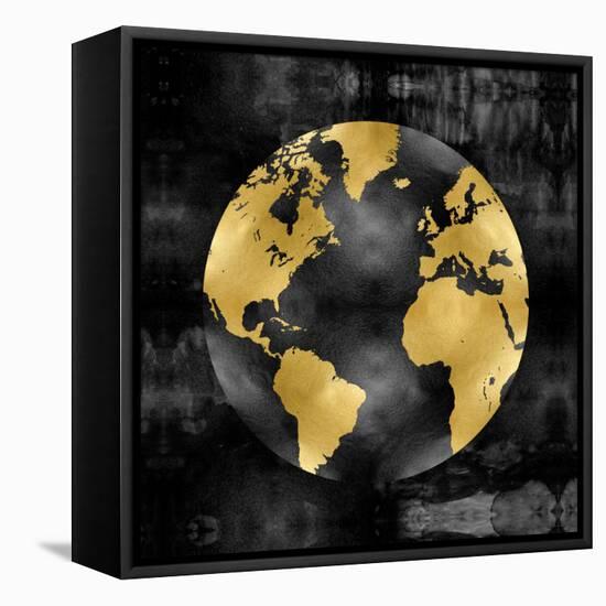 The Globe Gold on Black-Russell Brennan-Framed Stretched Canvas