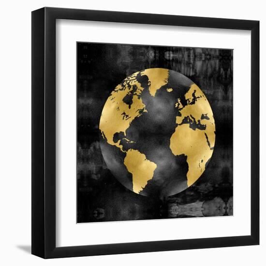 The Globe Gold on Black-Russell Brennan-Framed Art Print